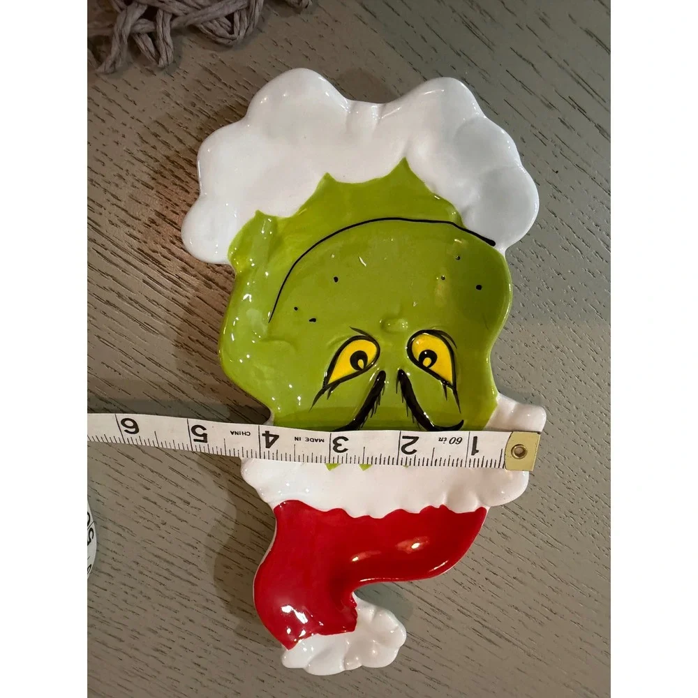 Williams Sonoma The Grinch Christmas Spoon Rest Ceramic Green Santa Hat Holiday